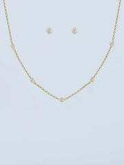 Set 585 Gold 7 Diamanten (Kette + Ohrstecker)