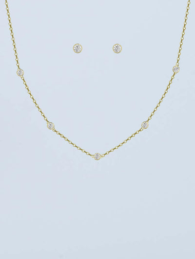 Set 585 Gold 7 Diamanten (Kette + Ohrstecker)